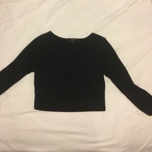 Forever 21 Womens Black long sleeve crop top